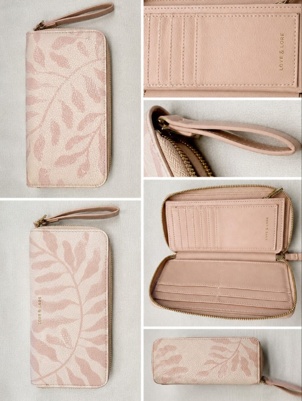Love & Lore Blush Floral Zip Around Wristlet Wallet